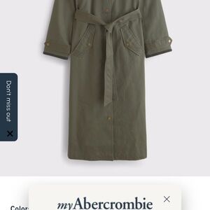 Abercrombie & Fitch Khaki Jacket with Brown Collar